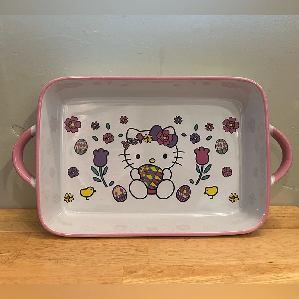 Hello Kitty Spring Flowers Rectangle Ceramic Baking Dish Made By Sanrio